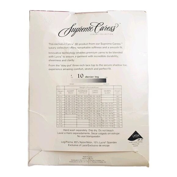 NOS Supreme Caress Sexy Thigh High 3" Lacetop Hosiery Nude Sheer Matte Pantyhose - Picture 6 of 7